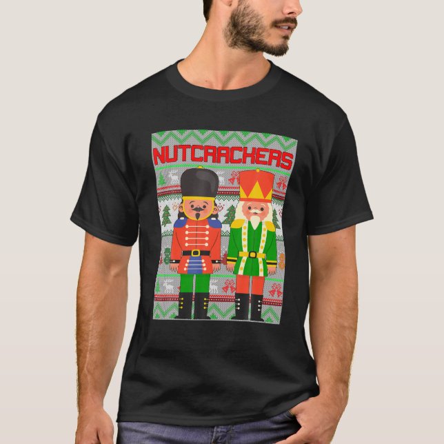 Deez Nuts Nutcrackers Soldier Ugly Christmas T-Shirt (Front)