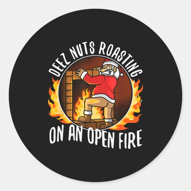Deez Nuts Roasting On An Open Fire  Classic Round Sticker (Front)
