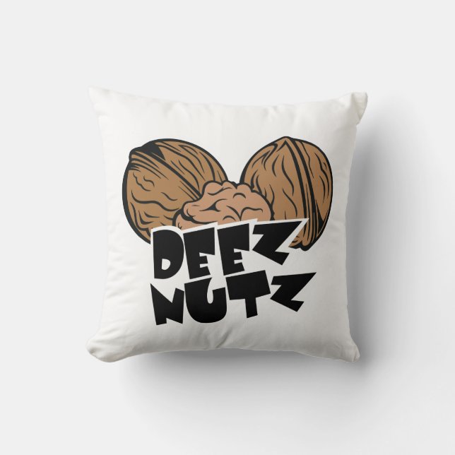 Deez Nutz Funny Illustration Cushion (Front)