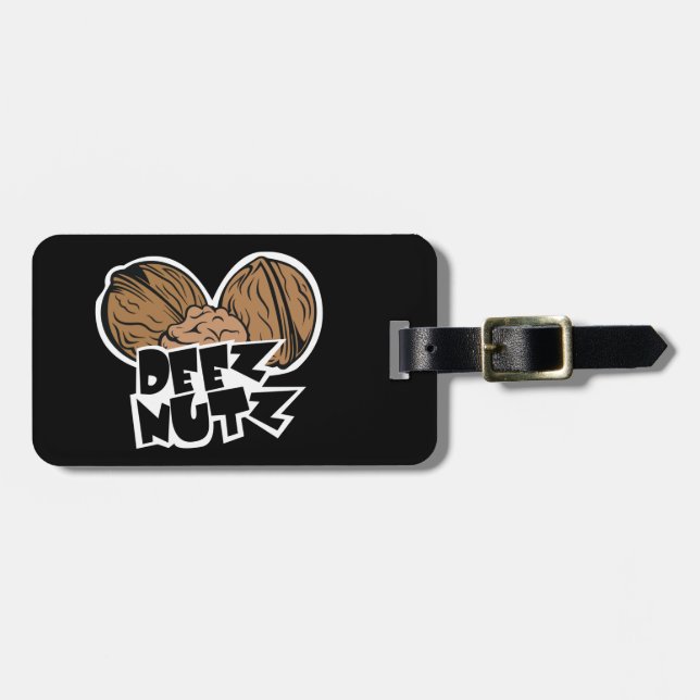 Deez Nutz Funny Illustration Luggage Tag (Front Horizontal)
