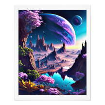 Default beautiful space with mystical planets 3d