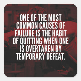 Defeat Is Temporary - Workout Motivational Square Sticker