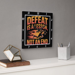 Defeat Lesson Not End Runner Square Wall Clock