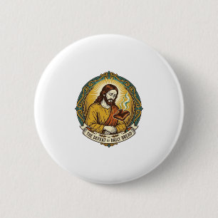 Defeated Jesus Smoking Burnt Toast Breakfast Kitch 6 Cm Round Badge