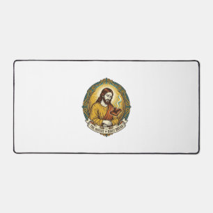 Defeated Jesus Smoking Burnt Toast Breakfast Kitch Desk Mat