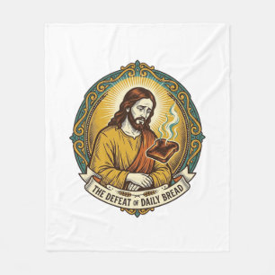 Defeated Jesus Smoking Burnt Toast Breakfast Kitch Fleece Blanket