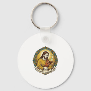 Defeated Jesus Smoking Burnt Toast Breakfast Kitch Key Ring