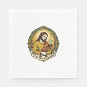 Defeated Jesus Smoking Burnt Toast Breakfast Kitch Napkin