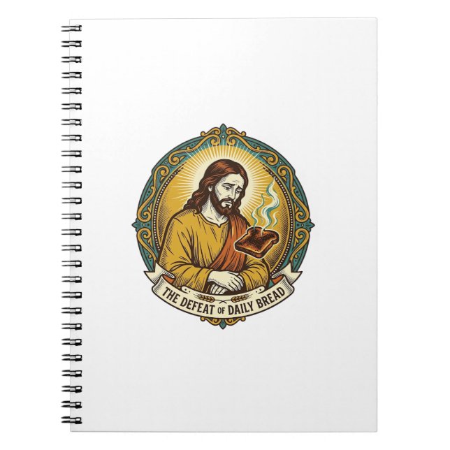 Defeated Jesus Smoking Burnt Toast Breakfast Kitch Notebook (Front)