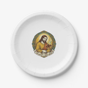 Defeated Jesus Smoking Burnt Toast Breakfast Kitch Paper Plate