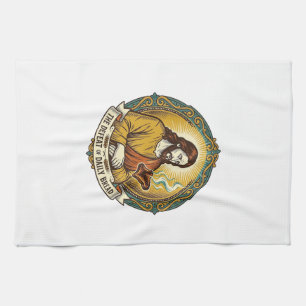 Defeated Jesus Smoking Burnt Toast Breakfast Kitch Tea Towel