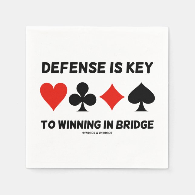 Defence Is Key To Winning In Bridge Card Suits Napkin (Front)