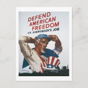 Defend American Freedom Vintage War Poster Postcard