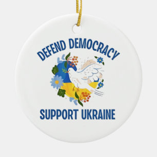 Defend Democracy Support Ukraine American Ceramic Tree Decoration