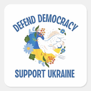Defend Democracy Support Ukraine American Square Sticker