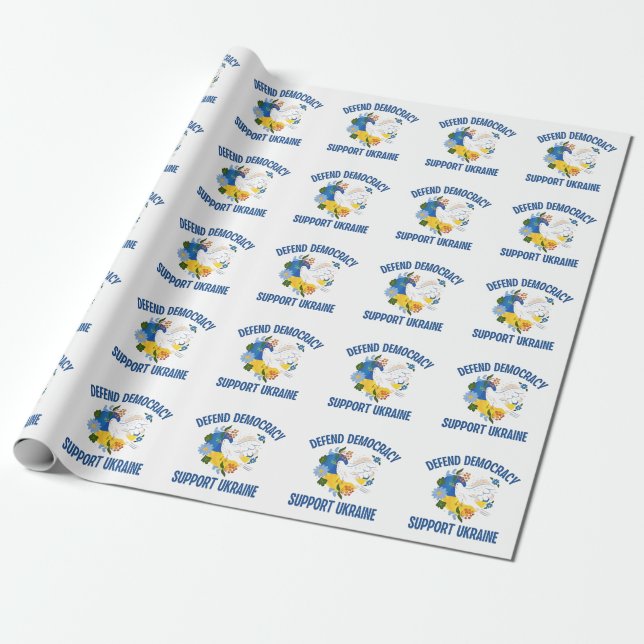 Defend Democracy Support Ukraine American Wrapping Paper (Unrolled)