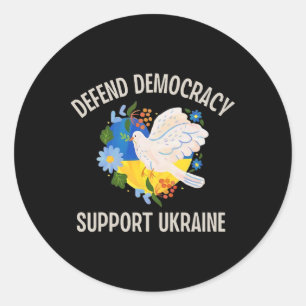 Defend Democracy Support Ukraine  Classic Round Sticker