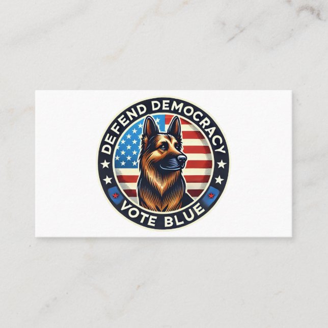 Defend Democracy - Vote Blue - German Shepherd Business Card (Front)