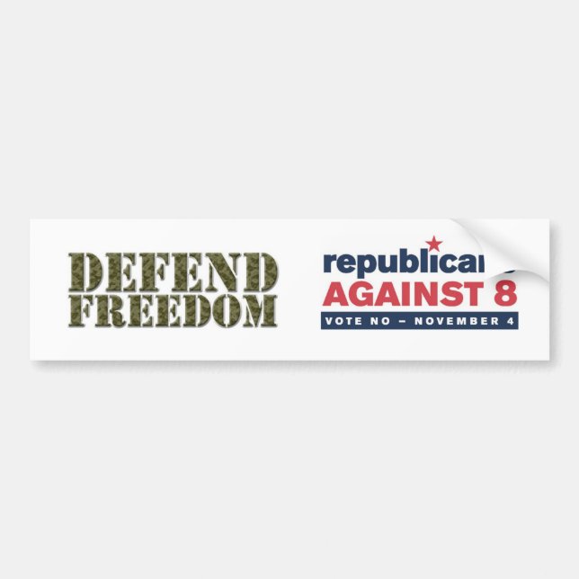 Defend Freedom, GOP vs 8 Bumper Sticker (Front)
