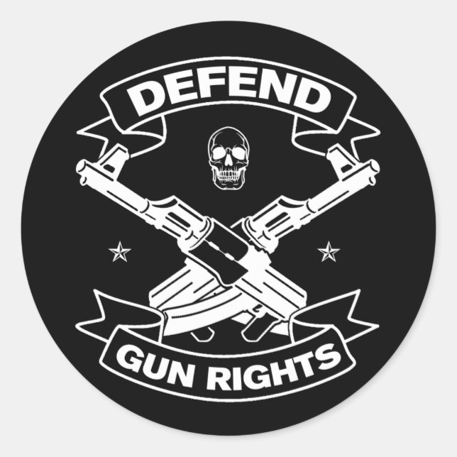 Defend Gun Rights Defend Second Amendment Classic Round Sticker (Front)