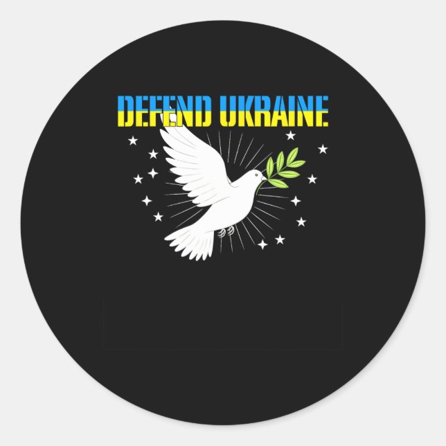 Defend Ukraine Peace Dove  Classic Round Sticker (Front)