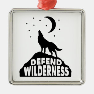 Defend Wilderness Wolf Moon Metal Tree Decoration