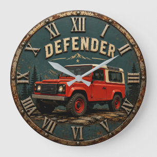Defender Off-Road Vintage 4x4 Adventure Garage Large Clock