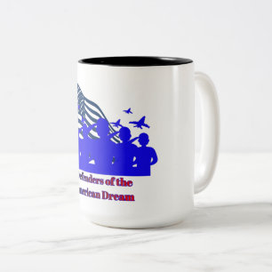 Defenders of the american dream black and white Two-Tone coffee mug
