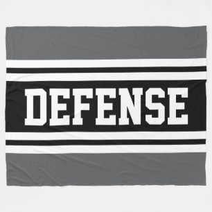 DEFENSE Athletic Gray Black White Racing Stripes Fleece Blanket