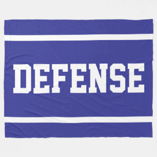 DEFENSE Athletic White Text Stripes On Deep Blue Fleece Blanket
