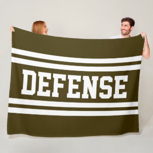 DEFENSE Bold Athletic Brown White Racing Stripes Fleece Blanket
