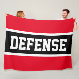 DEFENSE Bold Sporty Bright Red Black White Stripes Fleece Blanket
