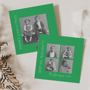 Define Naughty 5 Photo Collage Christmas Holiday Card
