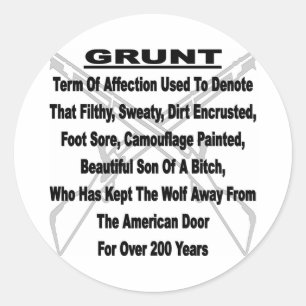 Defining The US Military GRUNT Classic Round Sticker