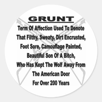 Defining The US Military GRUNT Classic Round Sticker