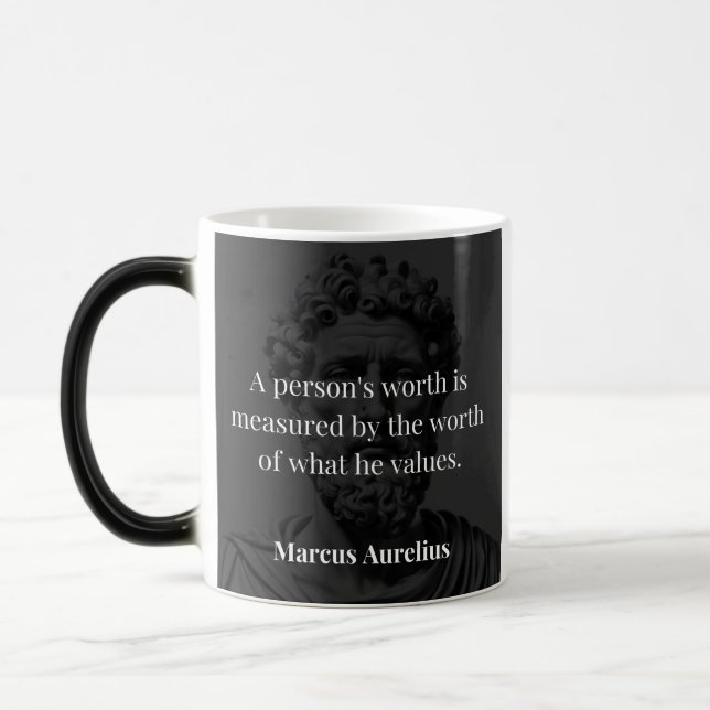 Defining Worth: Marcus Aurelius on Values Magic Mug (Left)