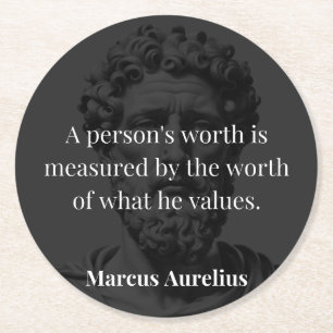 Defining Worth: Marcus Aurelius on Values Round Paper Coaster