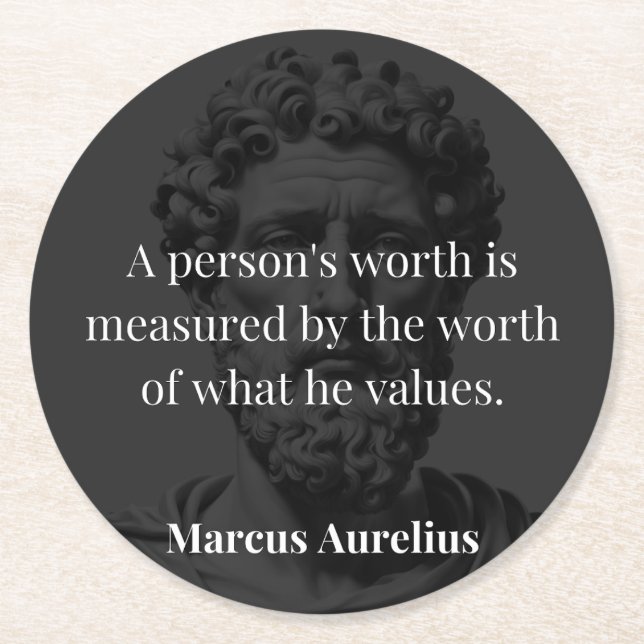 Defining Worth: Marcus Aurelius on Values Round Paper Coaster (Front)