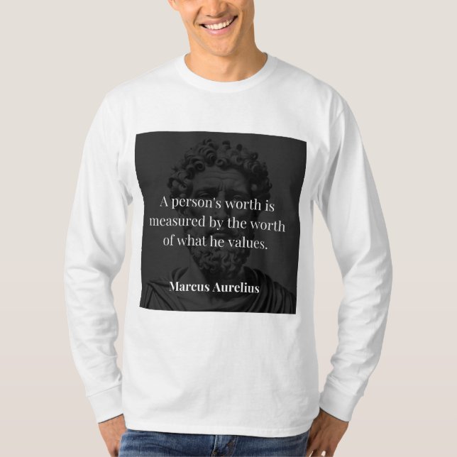 Defining Worth: Marcus Aurelius on Values T-Shirt (Front)