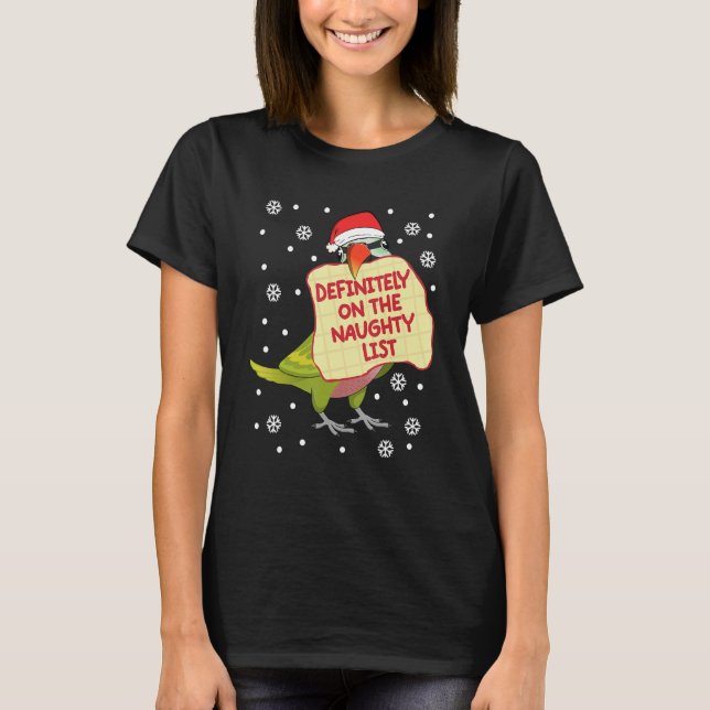 Definitely On Naughty List Parrot I Moustache Para T-Shirt (Front)