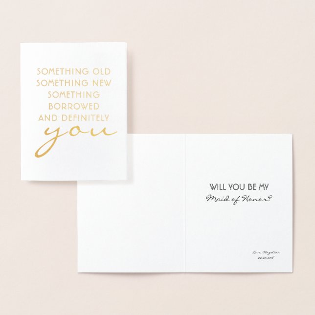 Definitely YOU - Funny Bridesmaid Proposal Foil Card (Display)