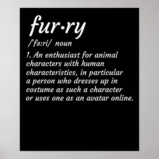 Definition Furry Fandom Furries Design Cosplay Poster (Front)