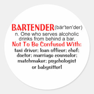 Definition of a Bartender Classic Round Sticker