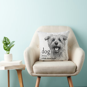 Definition Of A Dog On Whitewashed Wood Cushion