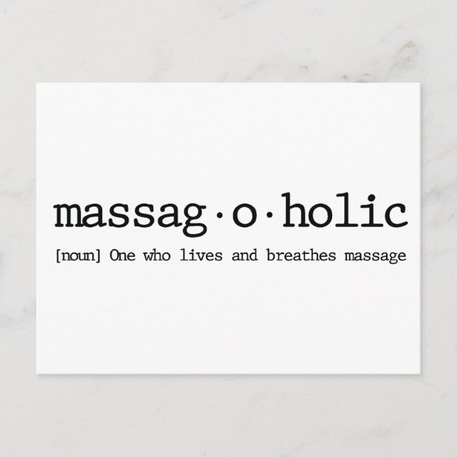Definition of a massag-a-holic postcard (Front)