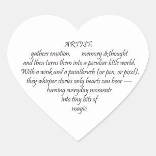 Definition of Artist, Art Lover Heart Sticker