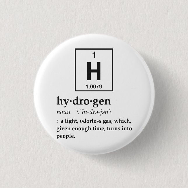 Definition of Hydrogen 3 Cm Round Badge (Front)