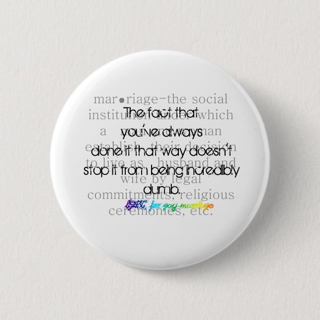 Definition of Marriage-LGBT for gay marriage 6 Cm Round Badge (Front)