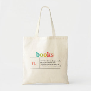 Definition on Books   Colourful Text Tote Bag
