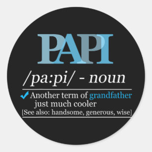 Definition Papi Funny Grandpa Dad Fathers Day Chri Classic Round Sticker